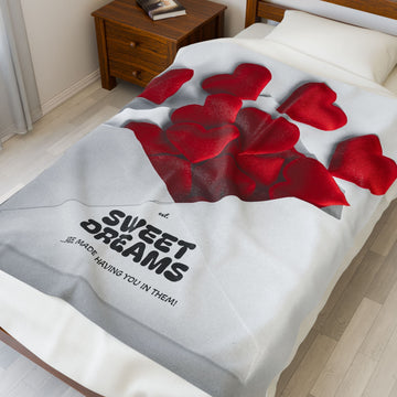Velveteen Plush Blanket - Sweet Dreams Love Relationship Throw Printify